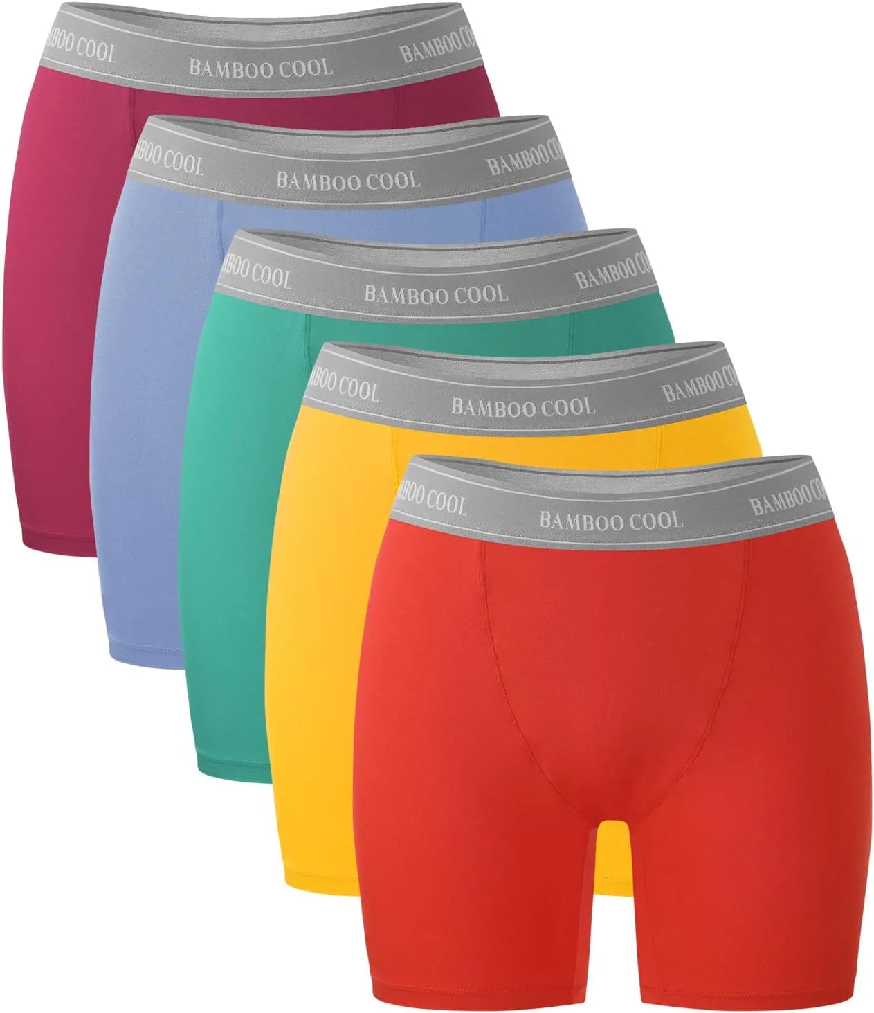 BAMBOO COOL Womens BoyShorts Underwear Full Coverage Ladies Panties High Waisted Boxer Briefs Breathable Stretch 5 Pack