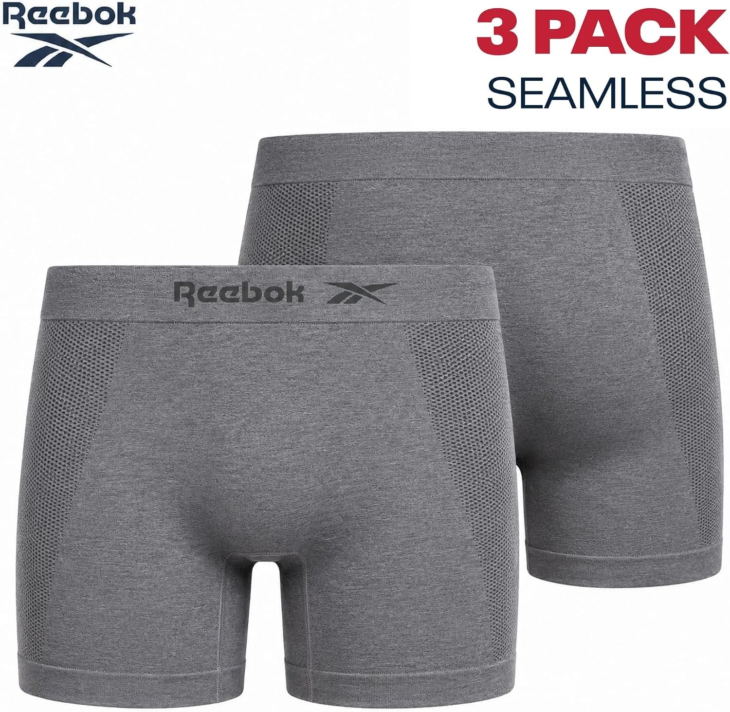 Reebok Womens Boyshorts 3 Pack Long Leg Performance Underwear 6" Inseam