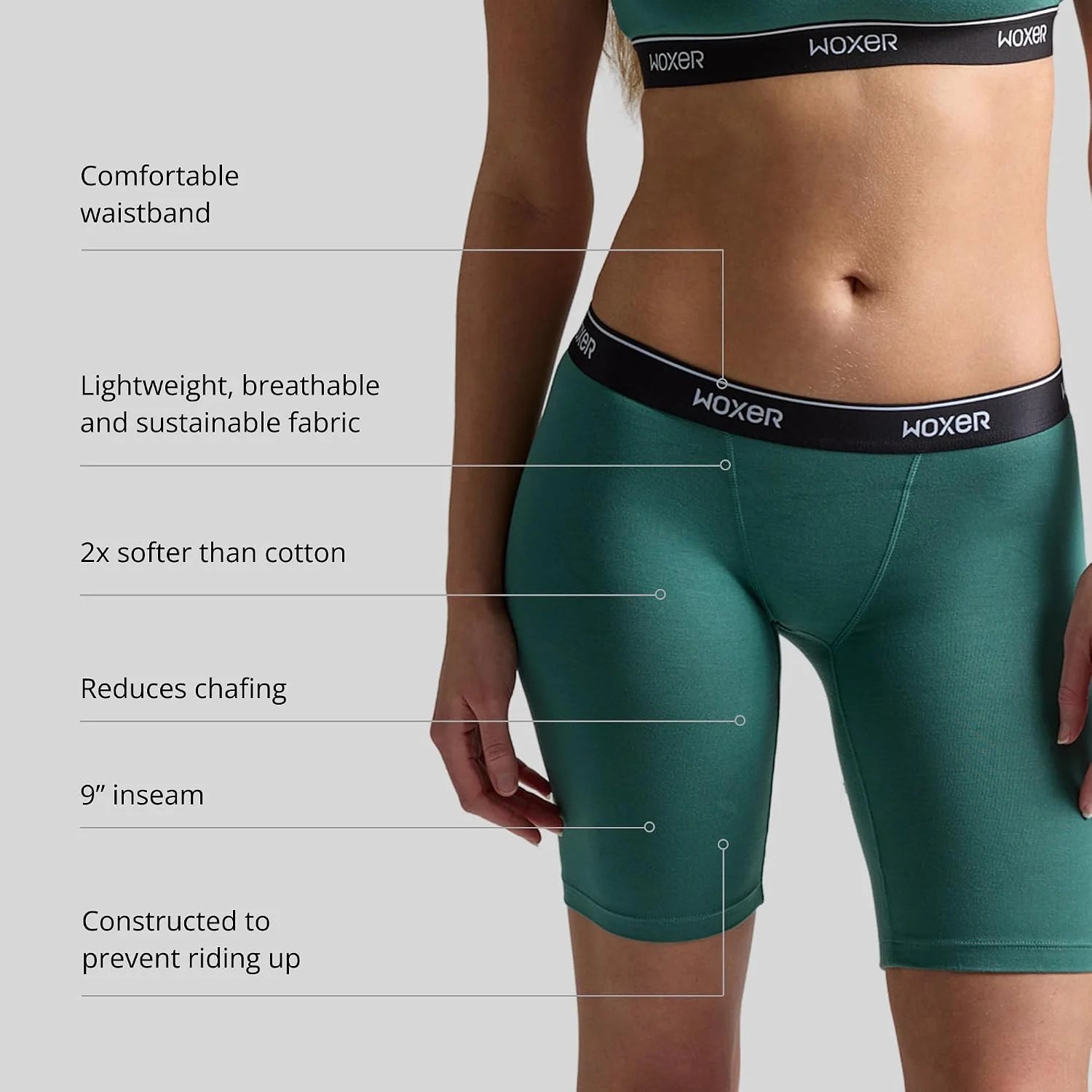 Woxer Womens Boxers - Biker 9" Boy Shorts Underwear for Women, Modal Boxer Briefs, Chafe Free, Womens Underwear