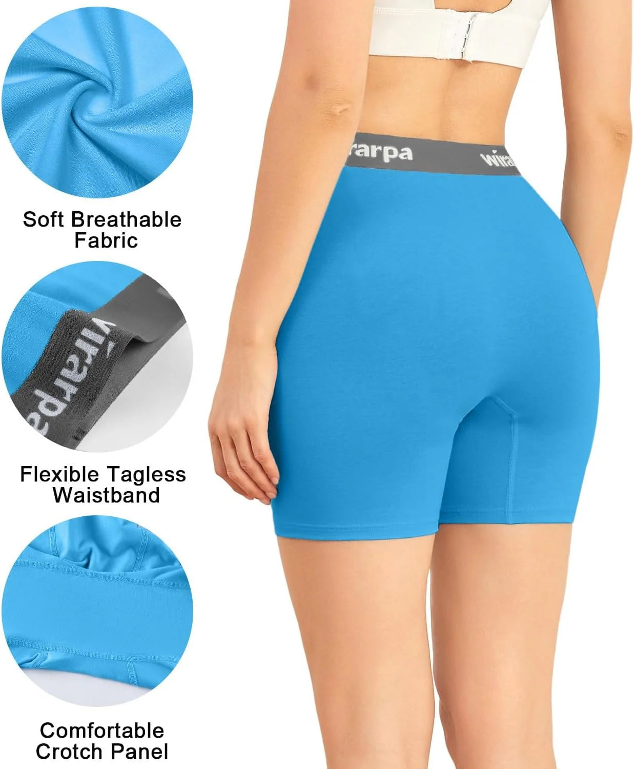 wirarpa Women's Boxer Briefs Cotton Underwear Anti Chafing Boy Shorts Panties 5.5" Inseam 4 Pack