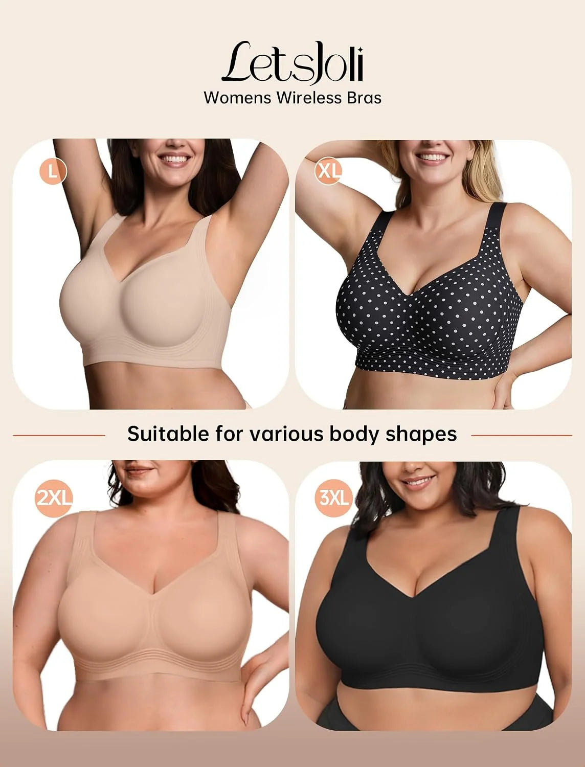 LetsJoli Jelly Bras for Women No Underwire Plus Size Push Up Supportive