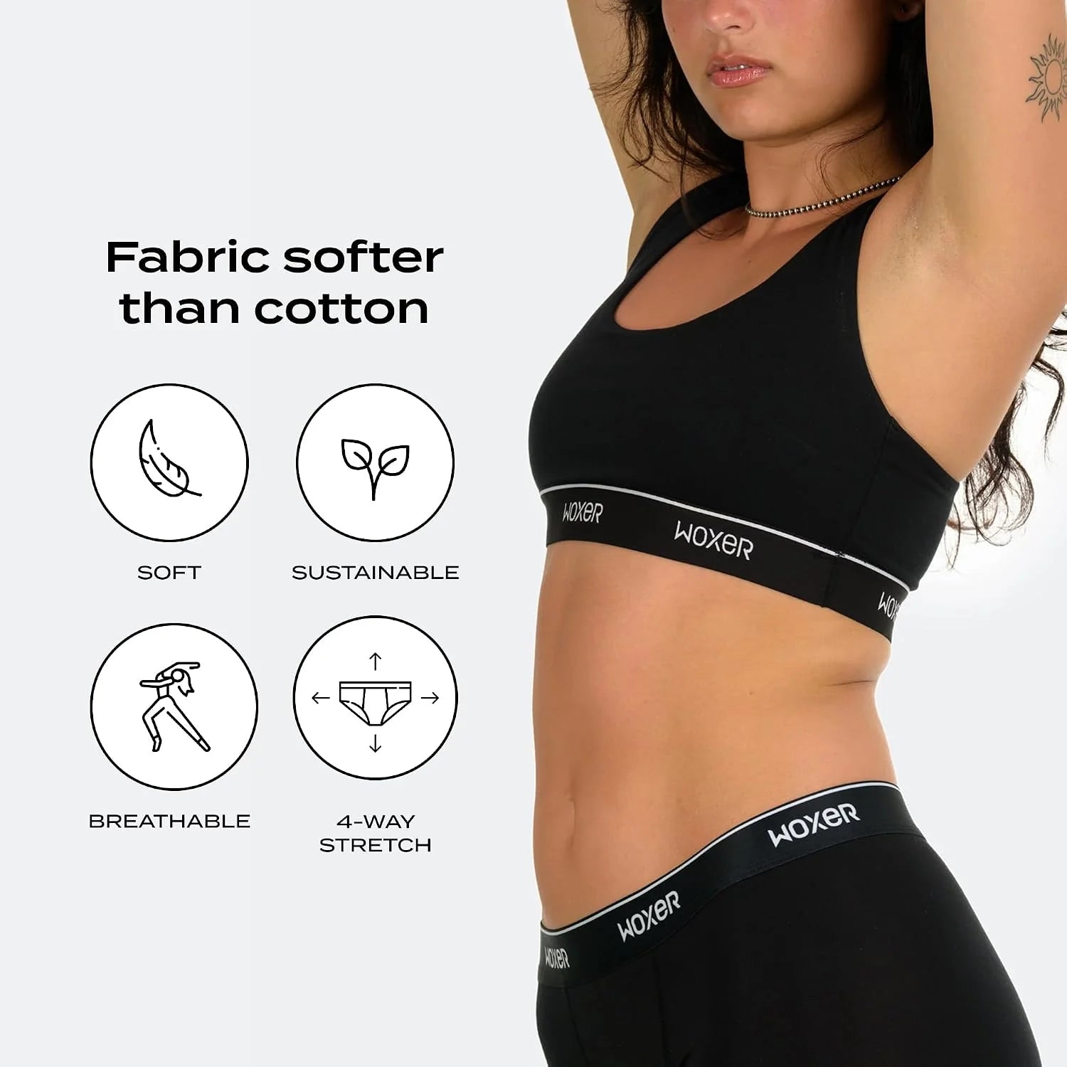 Woxer Boss Bralette for Women – Wireless, Seamless Racerback – Modal Sports Bra, Lounge, Sleep Bralette, Wireless Bra