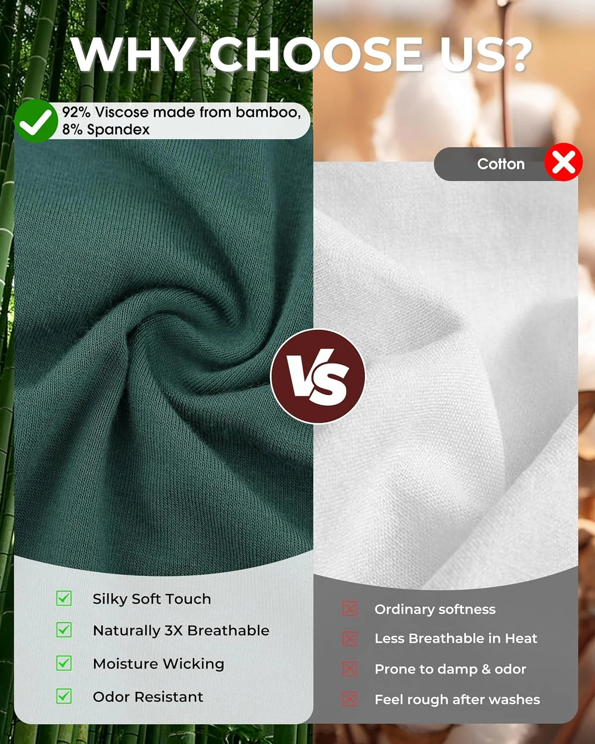 BAMBOO COOL Womens BoyShorts Underwear Full Coverage Ladies Panties High Waisted Boxer Briefs Breathable Stretch 5 Pack