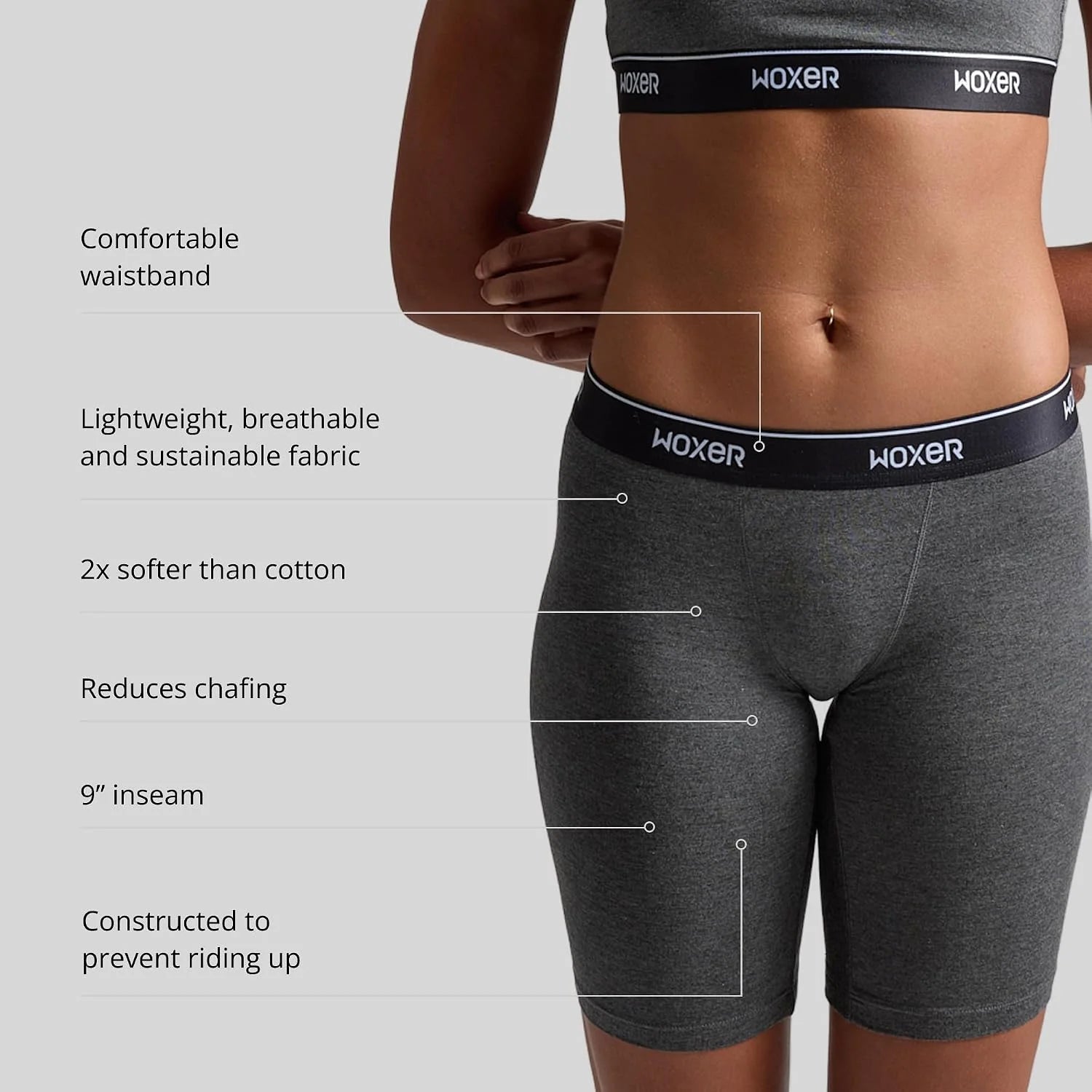 Woxer Womens Boxers - Biker 9" Boy Shorts Underwear for Women, Modal Boxer Briefs, Chafe Free, Womens Underwear