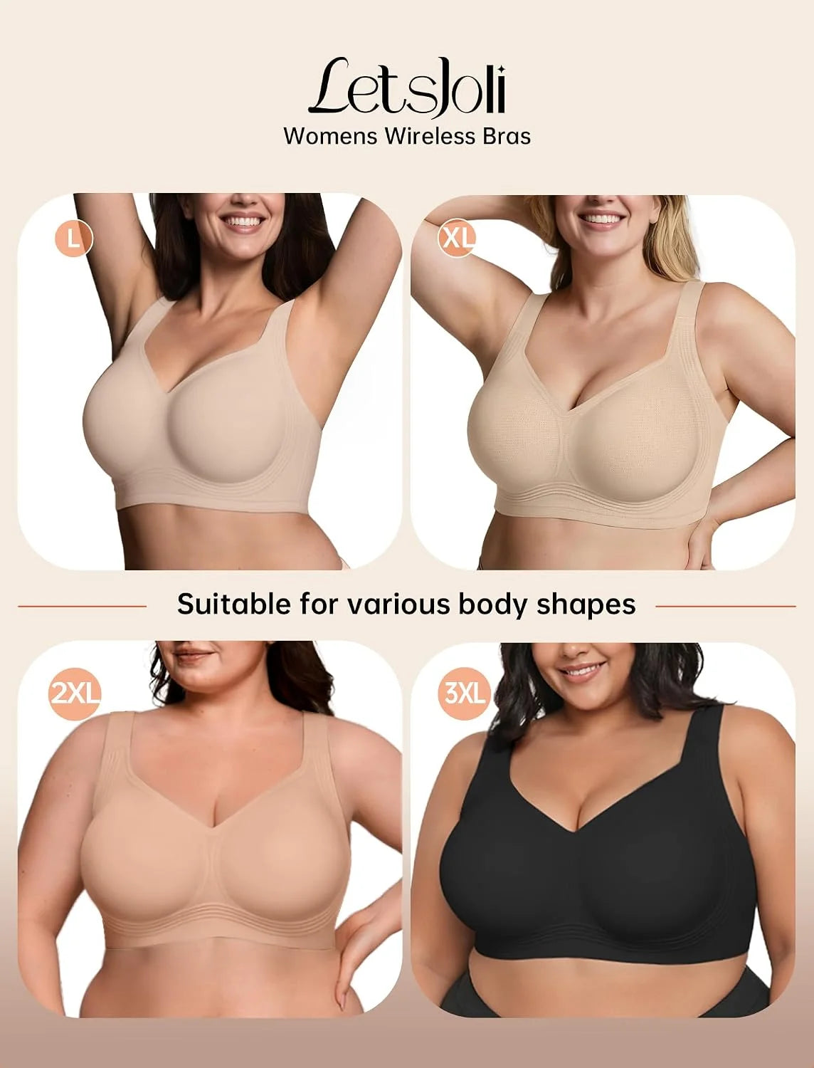LetsJoli Jelly Bras for Women No Underwire Plus Size Push Up Supportive
