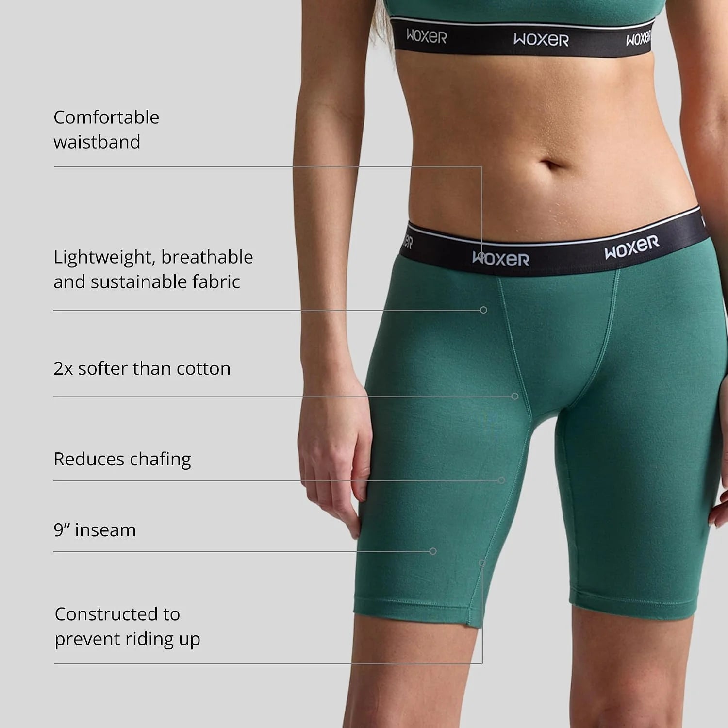 Woxer Womens Boxers - Biker 9" Boy Shorts Underwear for Women, Modal Boxer Briefs, Chafe Free, Womens Underwear