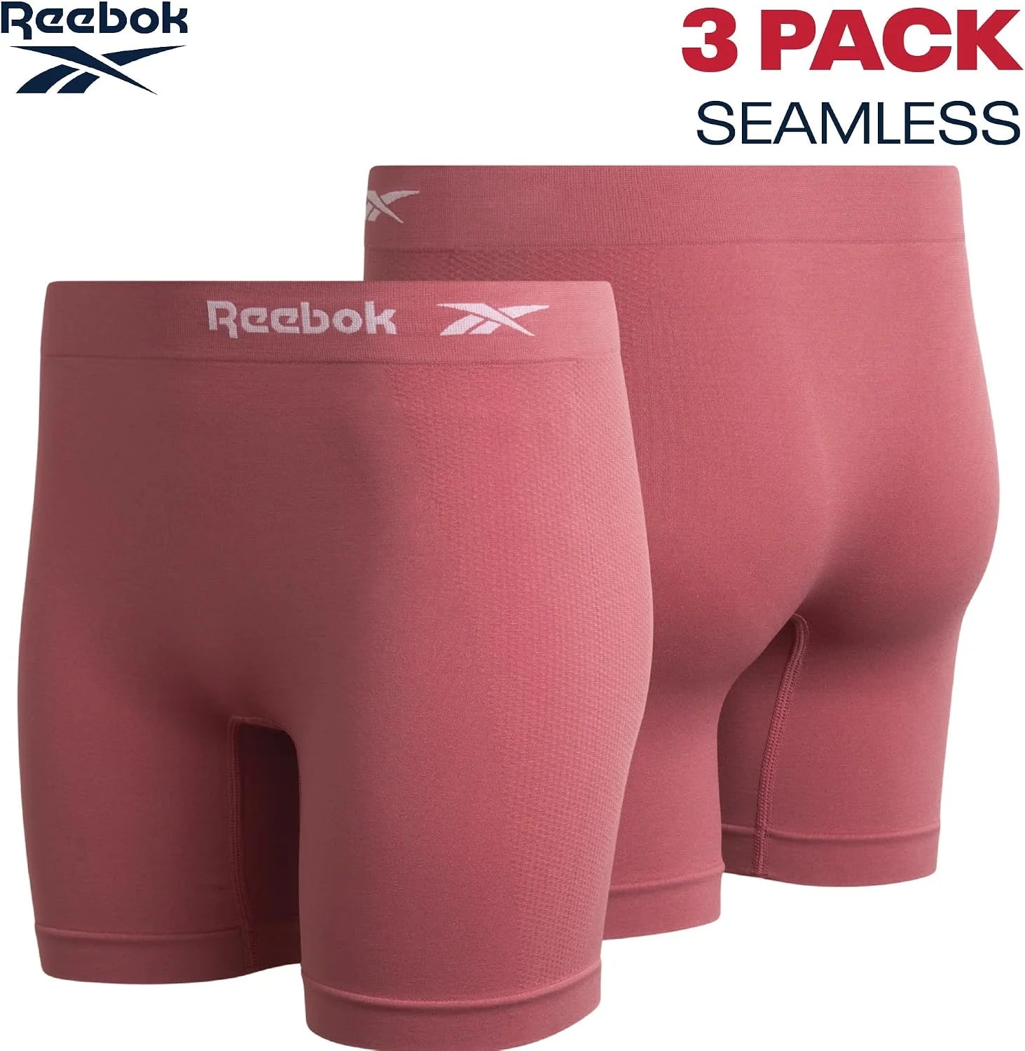 Reebok Womens Boyshorts 3 Pack Long Leg Performance Underwear 6" Inseam