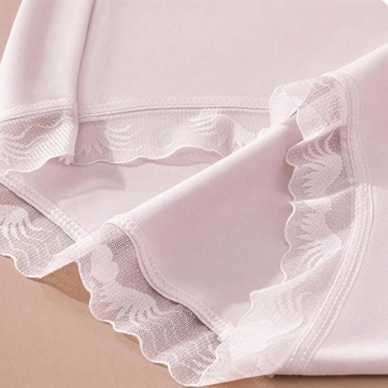 Womens Lace Trim Mid Waist Brief Underwear Comfortable Panties