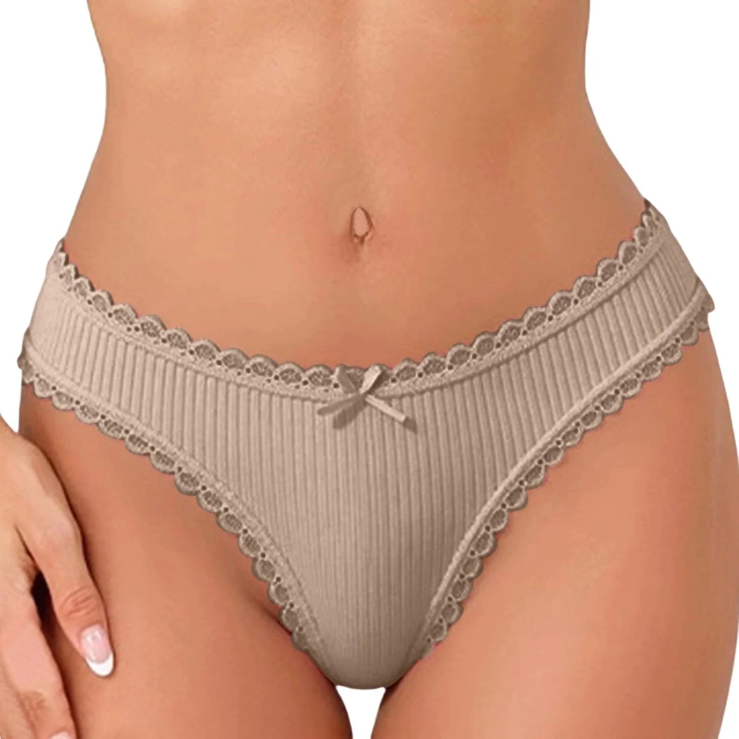 Lace Trim Low Waist Panties for Women Breathable Sexy Underwear
