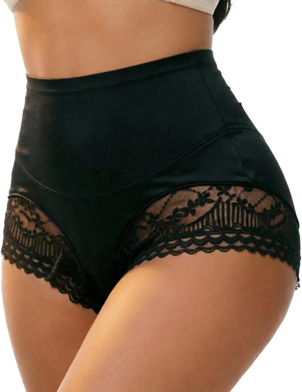 Lace Patchwork High Waisted Sexy Shapewear Panties for Women