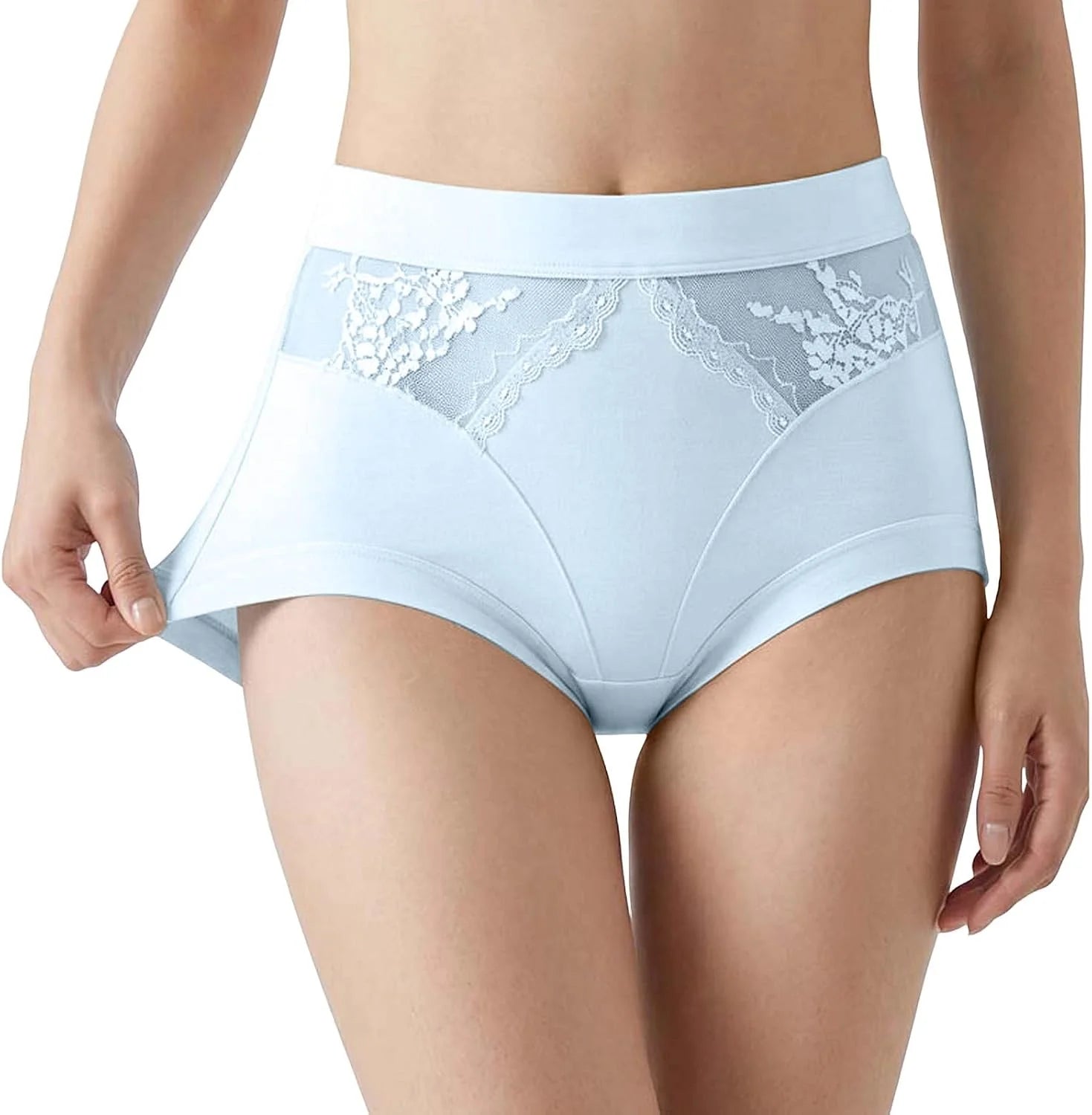 Mid Waist Briefs for Women Lace Patchwork Underwear Briefs