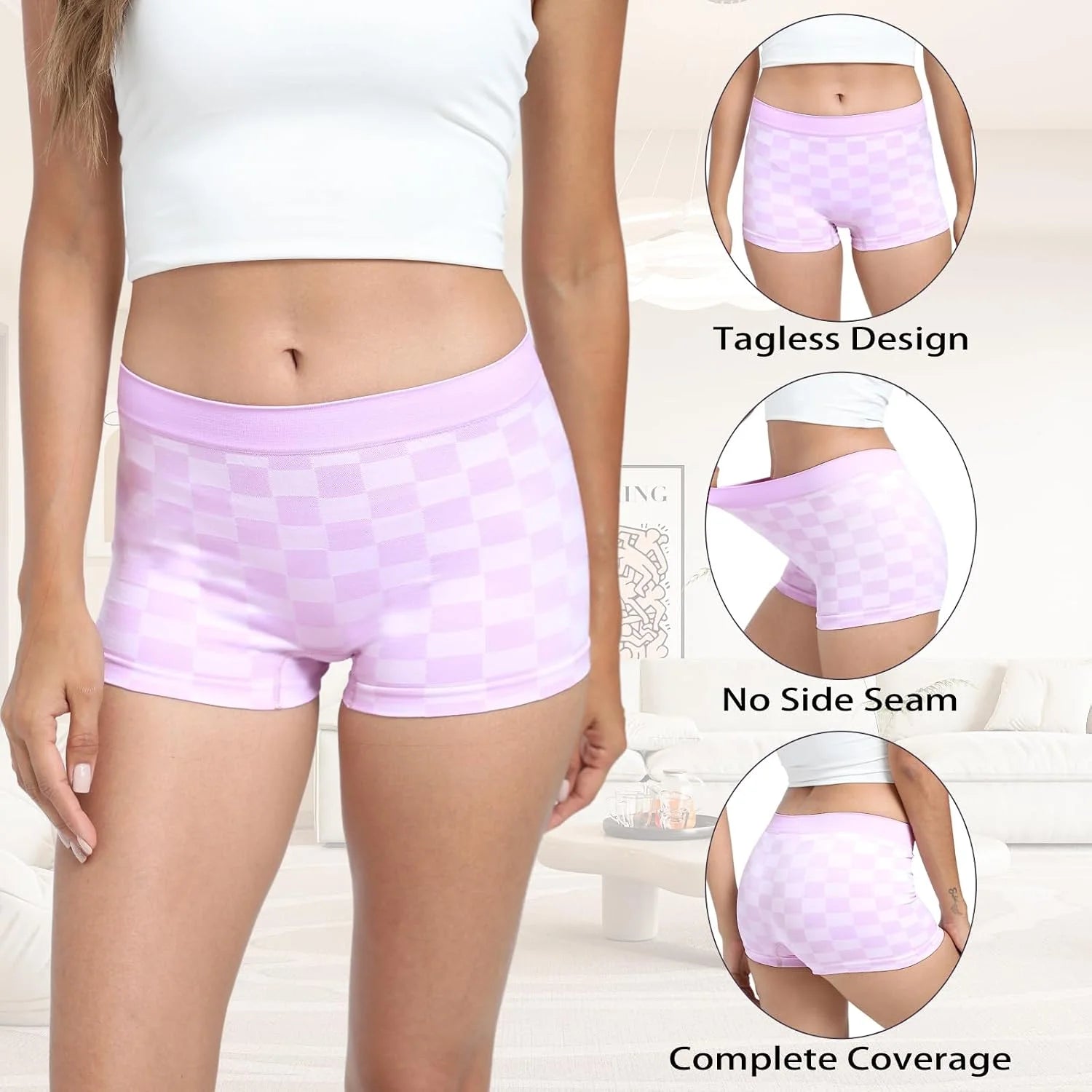 R RUXIA Women's Boyshorts Underwear Seamless Boy Shorts Panties Soft Stretch Boxer Briefs 5 Packs(Regular & Plus Size)