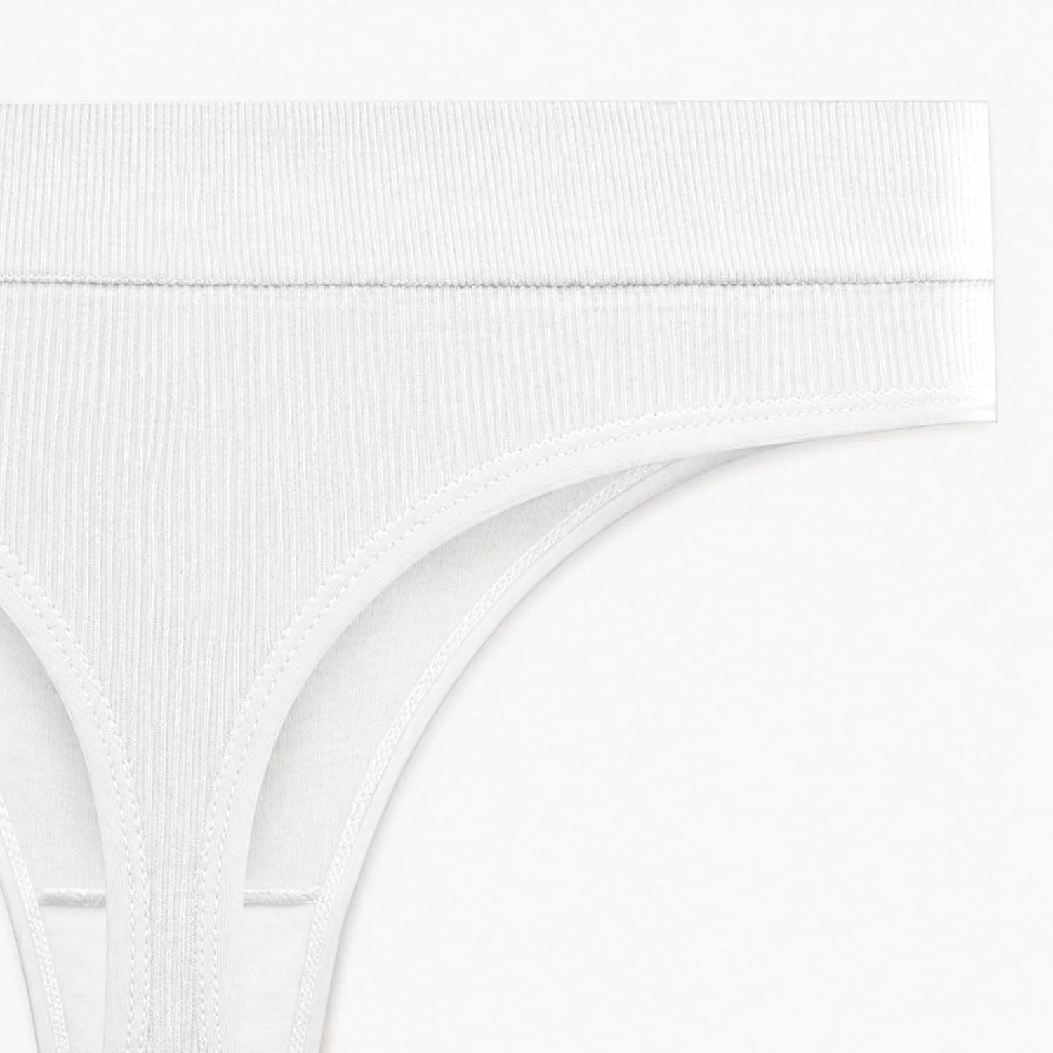 Womens Ribbed Seamless Thong High Waisted Brief Underwear