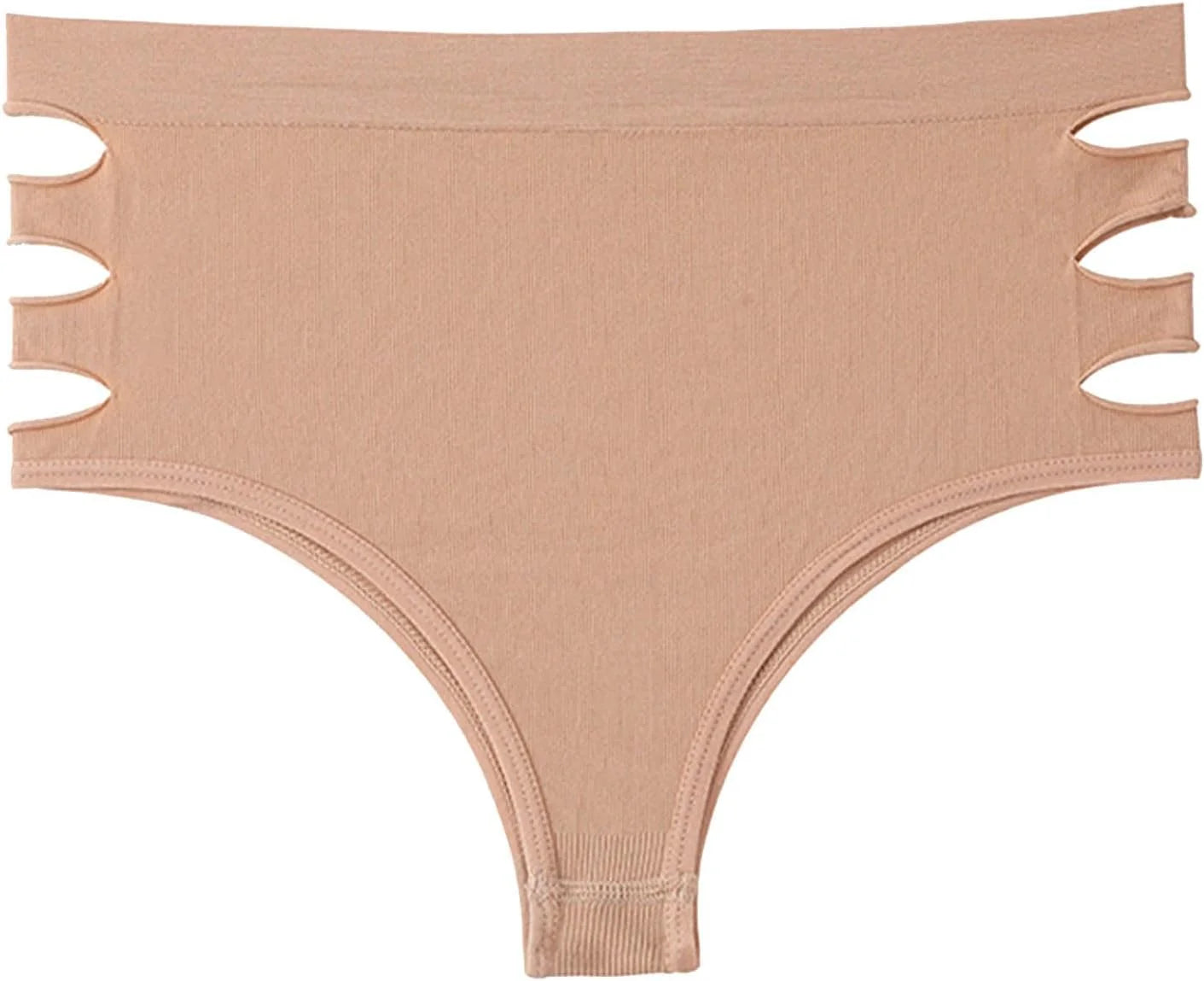 HGps8w Women's Cutout Thongs Panties, Seamless Mid Waist Ladies Breathable Underwear Briefs