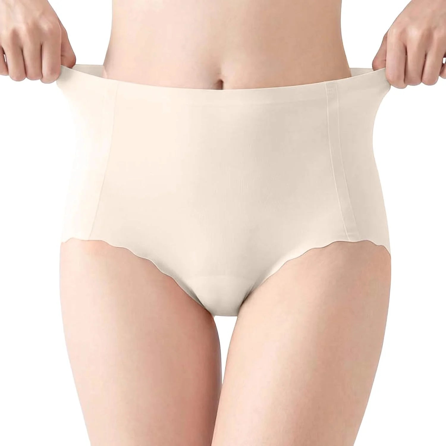 Scalloped Mid Waist Briefs for Women Seamless Everyday Underwear