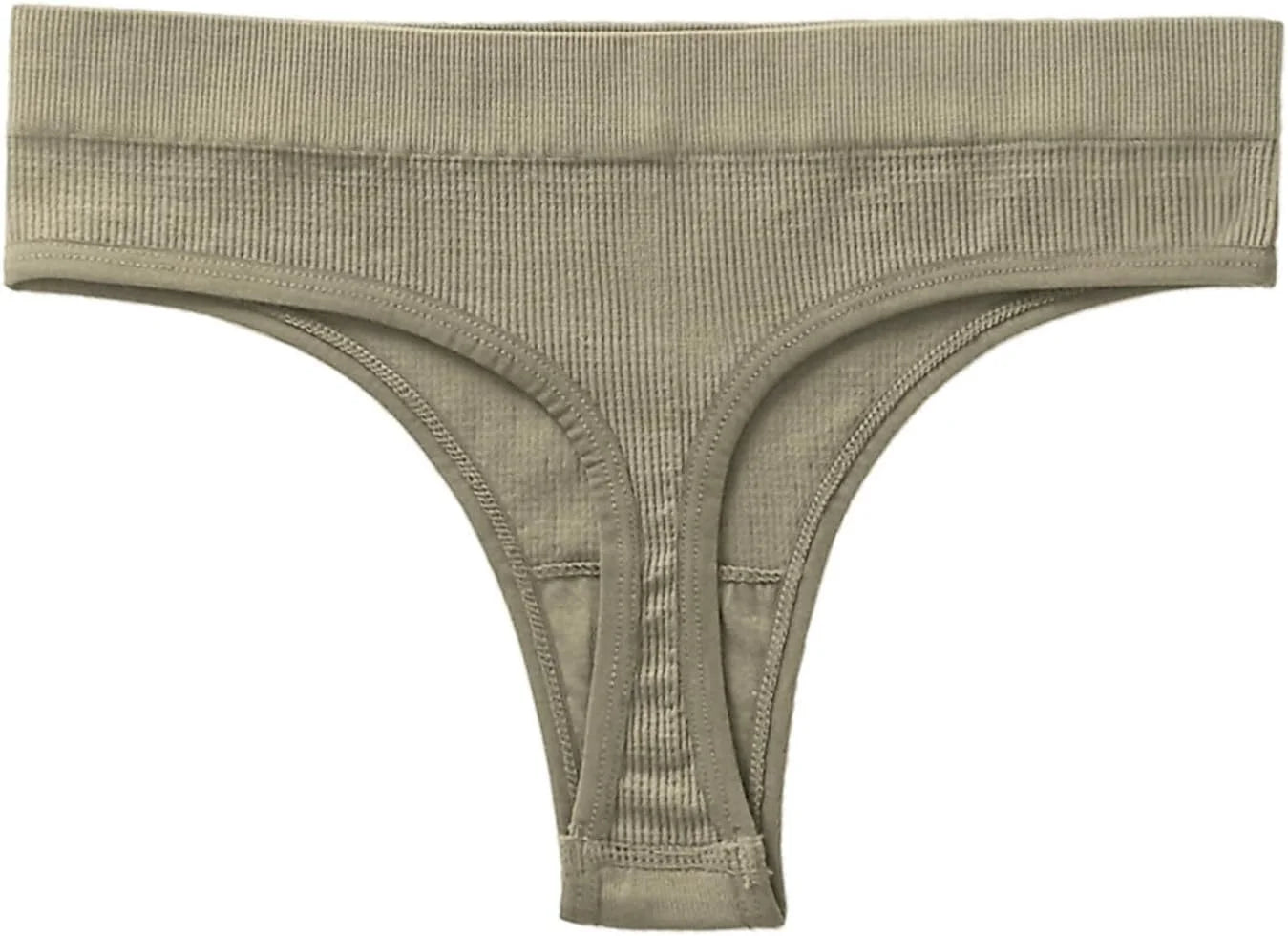 Womens Ribbed Seamless Thong High Waisted Brief Underwear