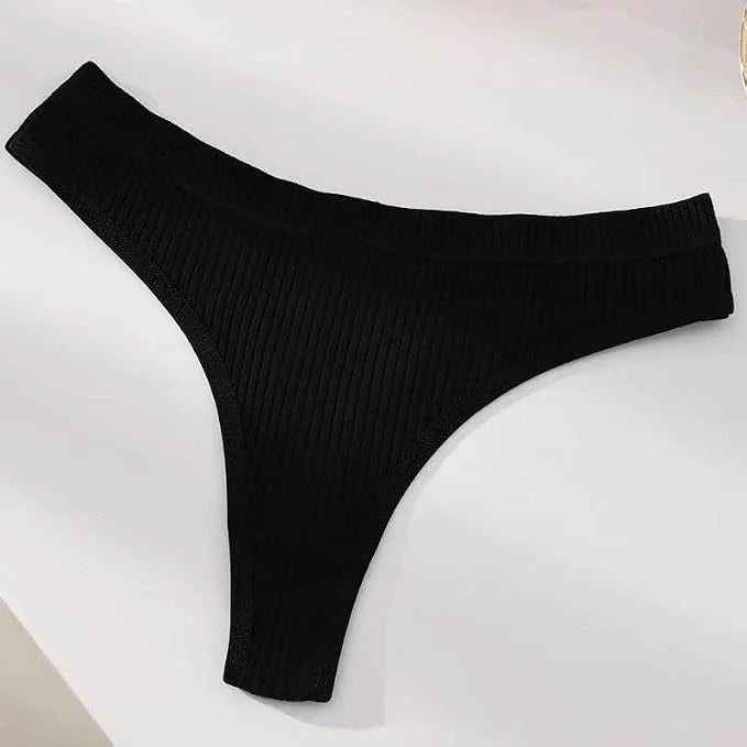 Ribbed Low Waist Bikini Thong for Women Seamless Sexy Underwear