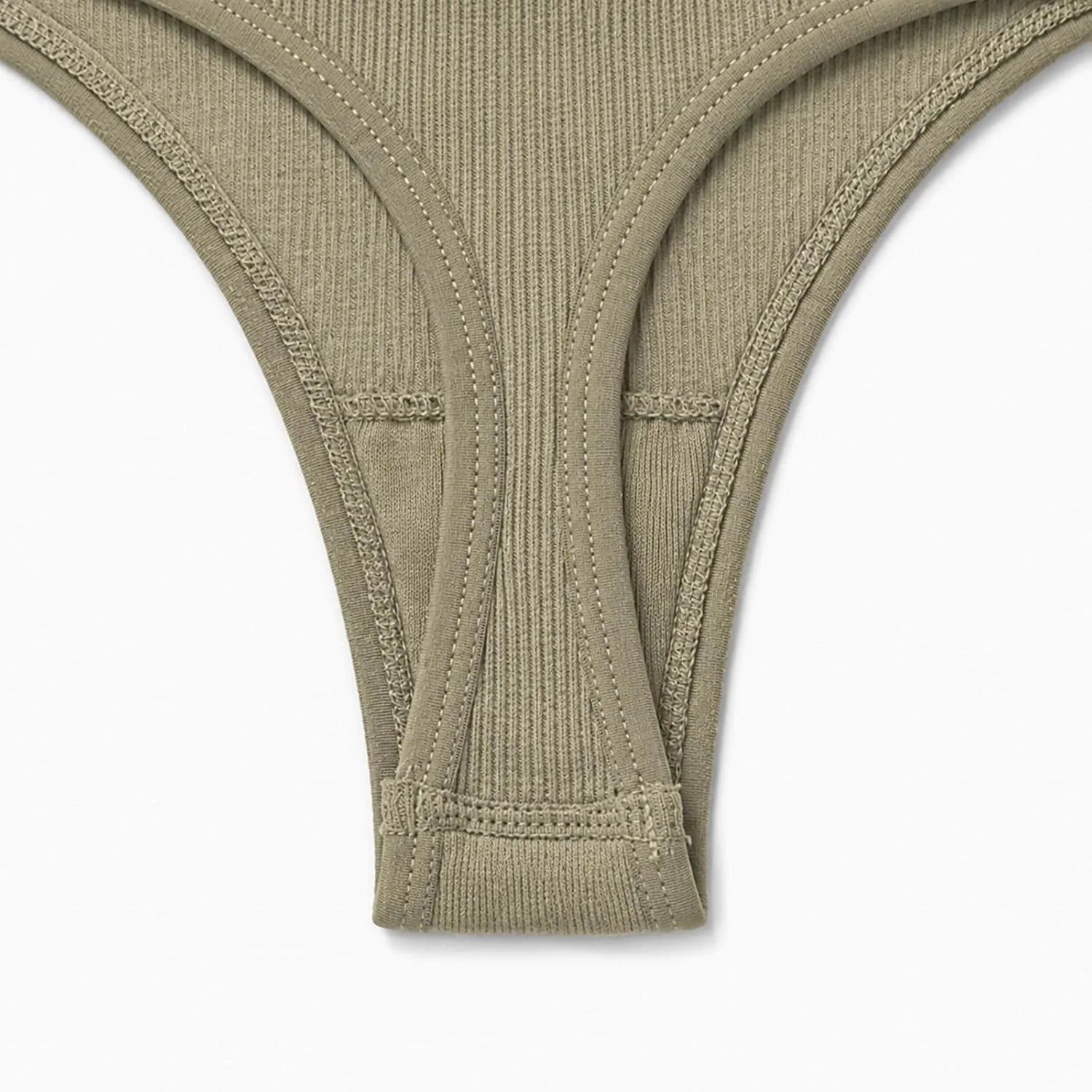 Womens Ribbed Seamless Thong High Waisted Brief Underwear