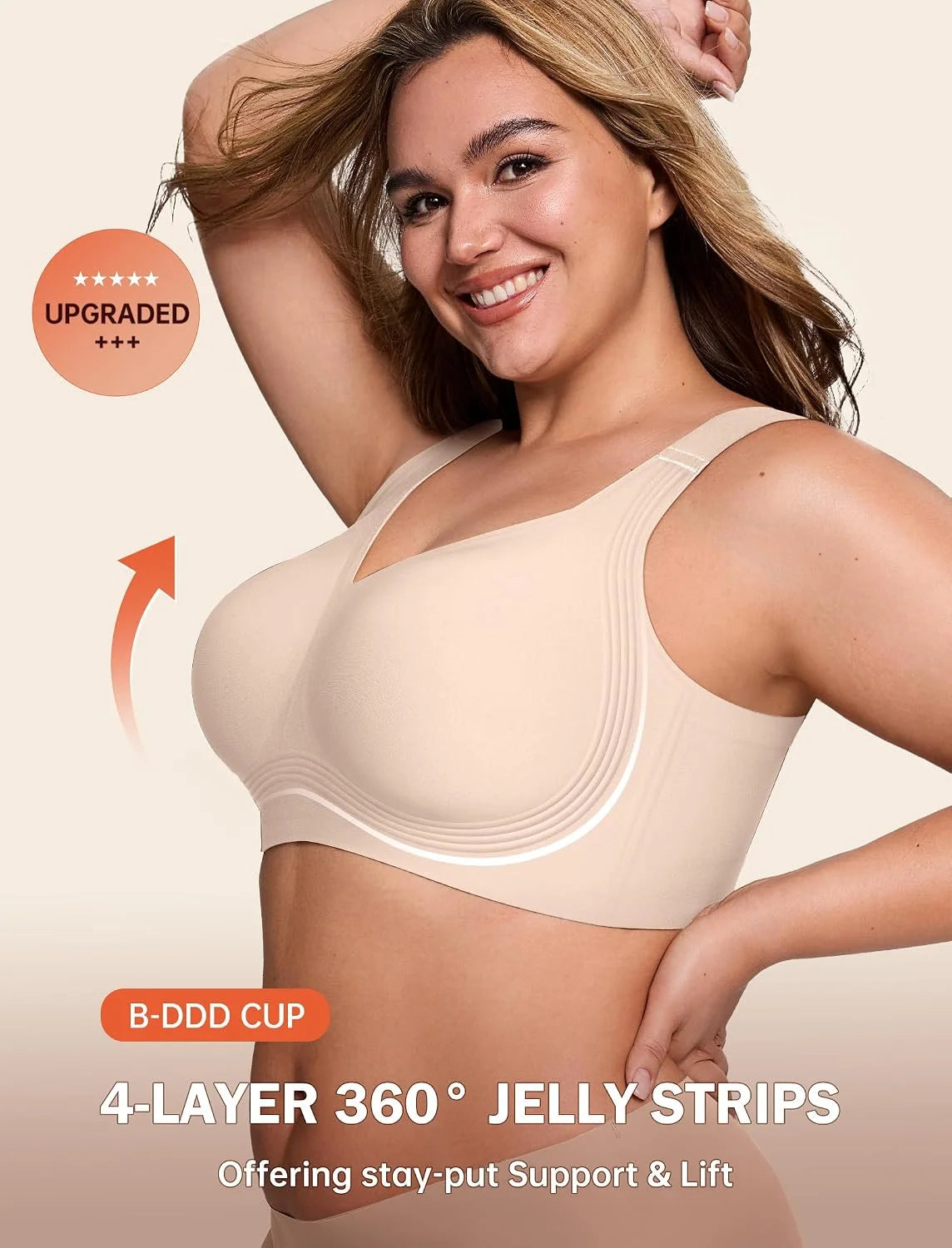 LetsJoli Jelly Bras for Women No Underwire Plus Size Push Up Supportive