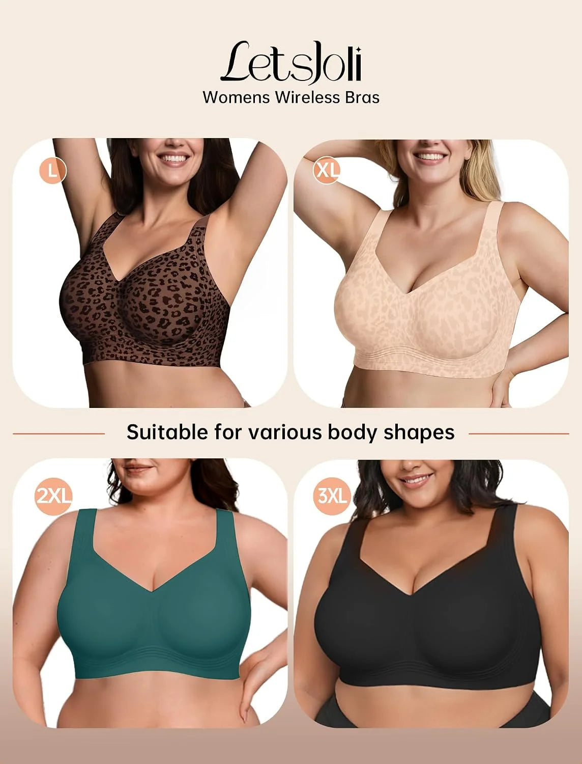 LetsJoli Jelly Bras for Women No Underwire Plus Size Push Up Supportive