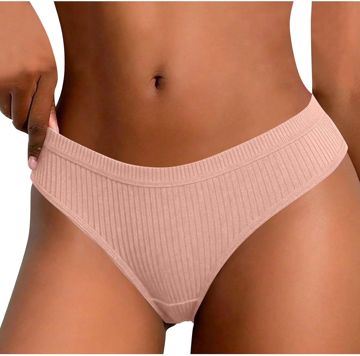 Ribbed Low Waist Bikini Thong for Women Seamless Sexy Underwear