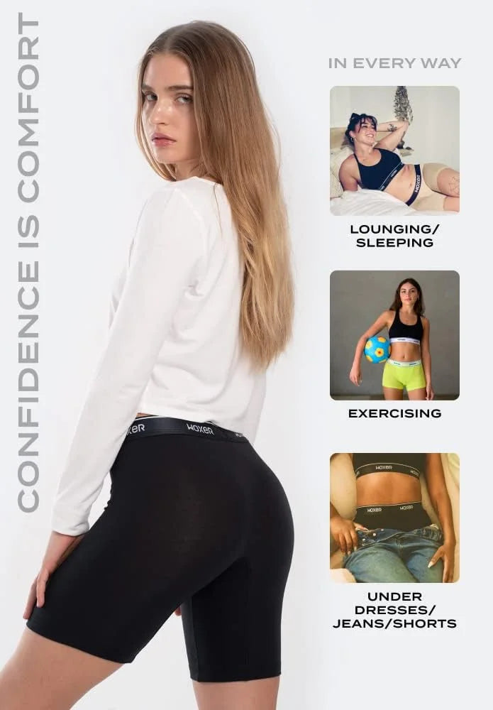 Woxer Womens Boxers - Biker 9" Boy Shorts Underwear for Women, Modal Boxer Briefs, Chafe Free, Womens Underwear
