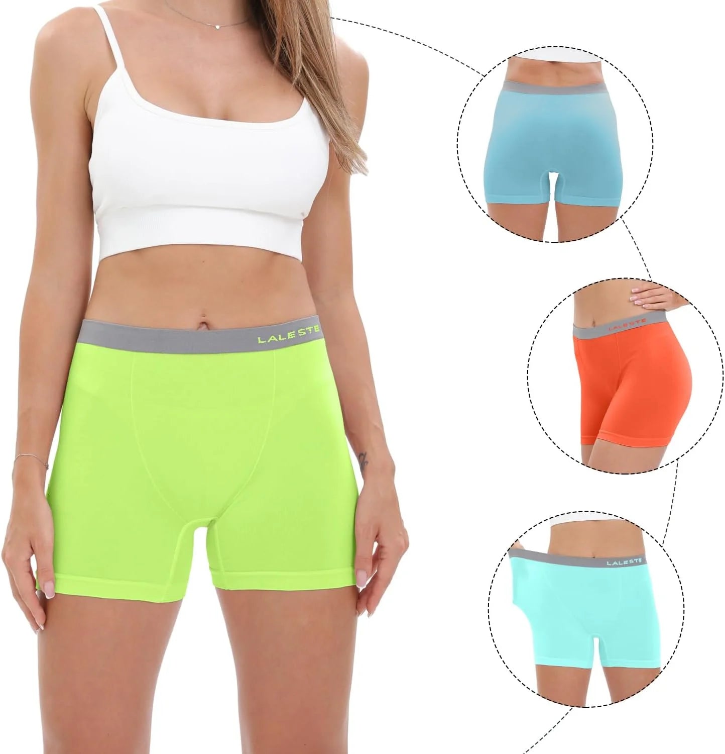 LALESTE Women's Cotton Boxer Briefs, 3-Inch Inseam, Full Coverage, 5 Pack