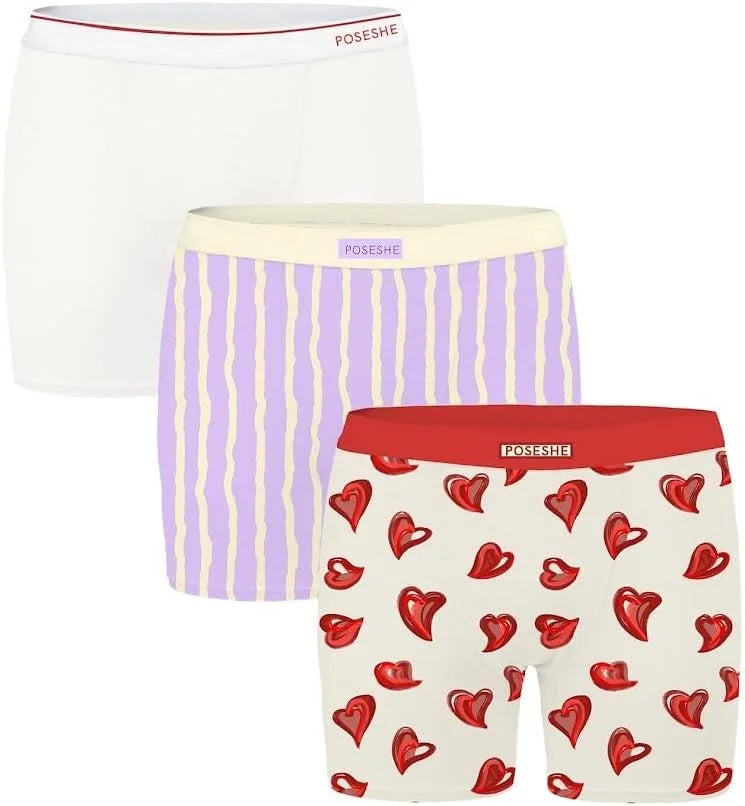 POSESHE Womens Boy Shorts Underwear Boxer Briefs MicroModal 6" Inseam, S-5X
