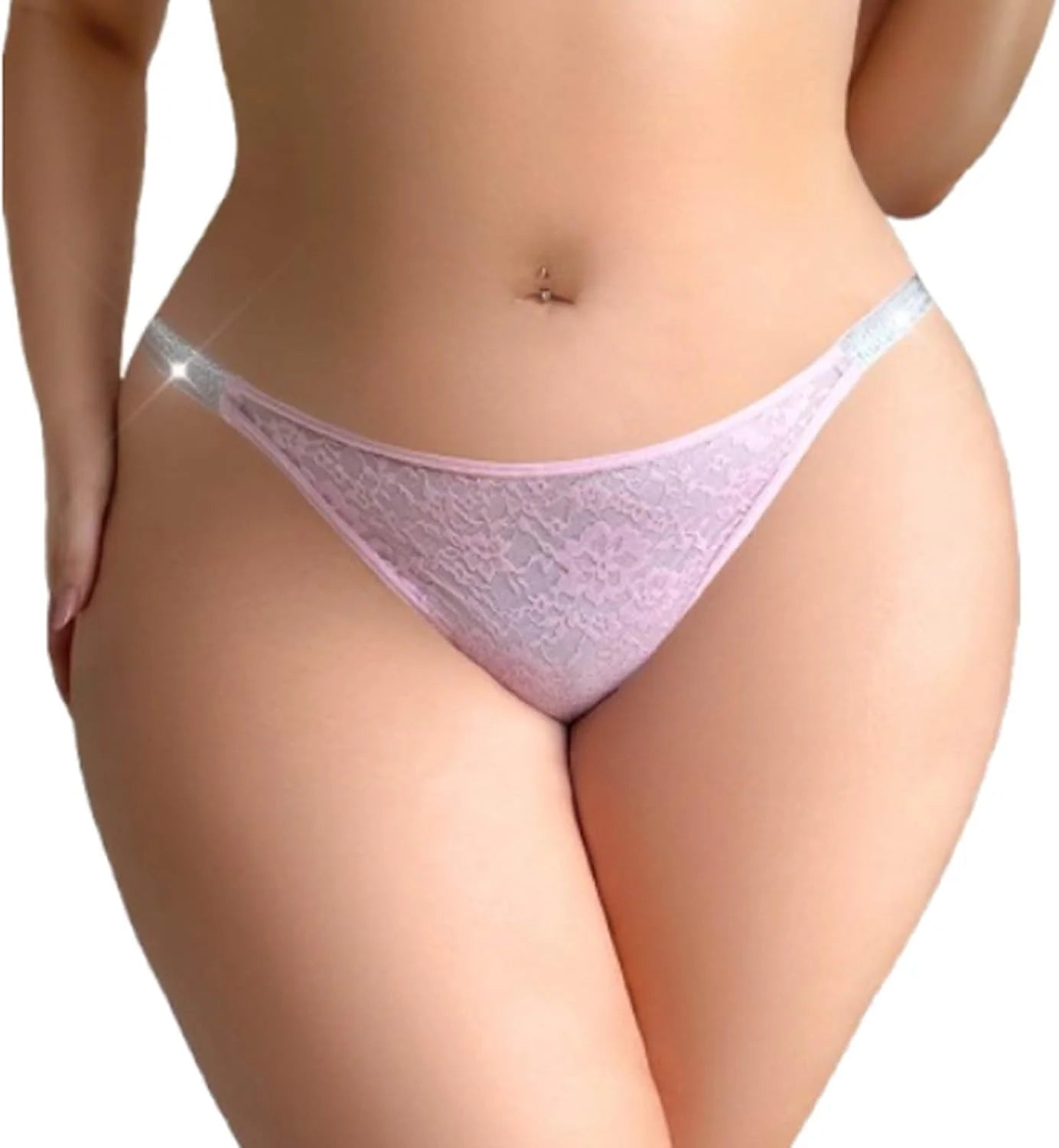 Womens Lace Thong Panties Sexy Rhinestone Straps Low Rise Brief