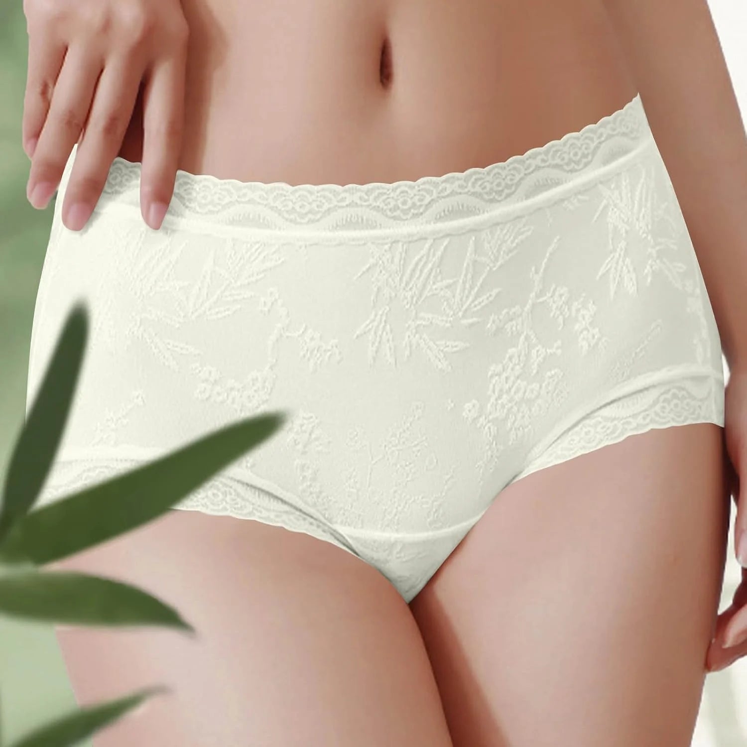 Lace Trim Mid Waist Soft Underwear for Women Comfort Daily Briefs