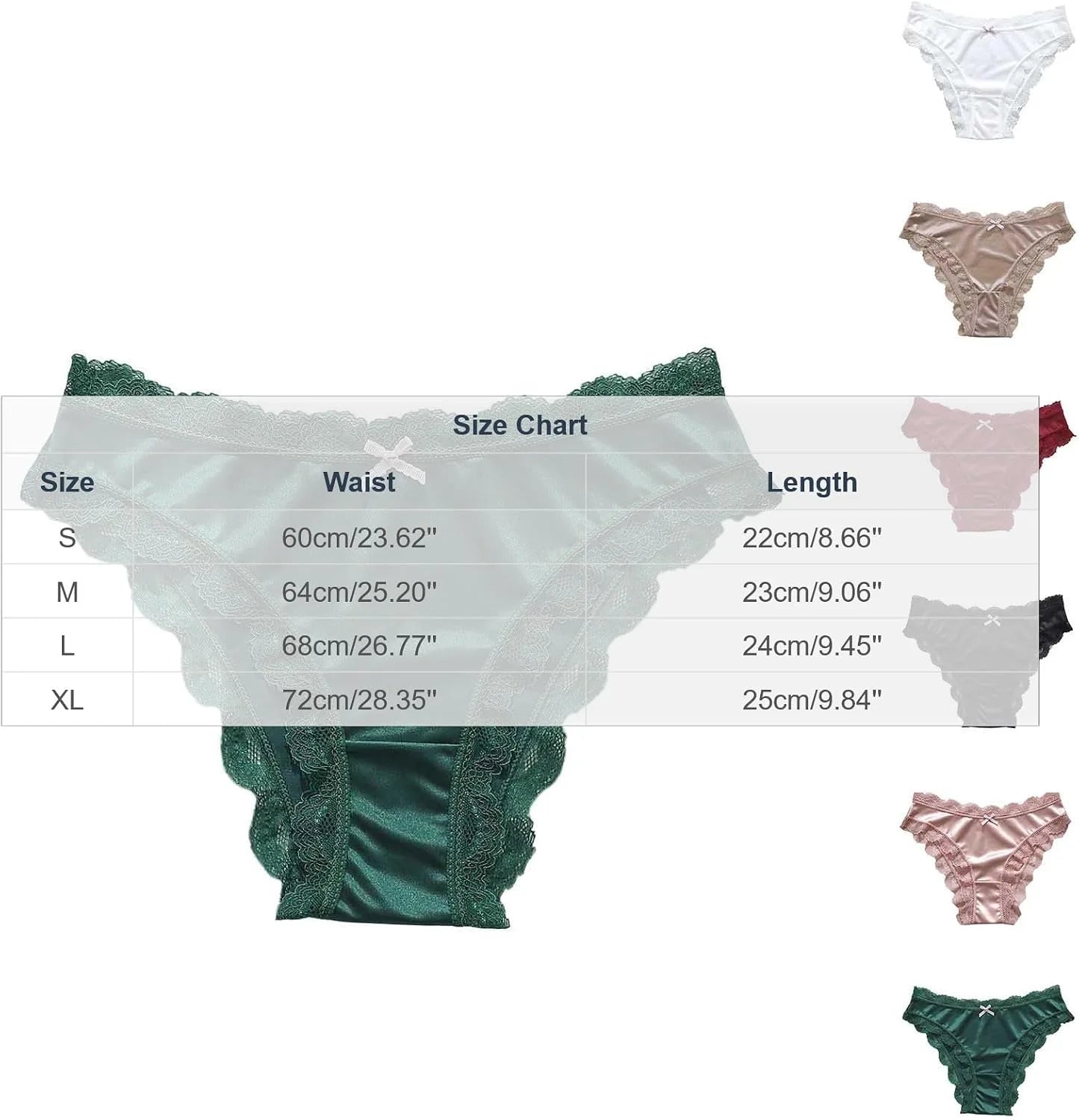 Mid Waist Lace Trim Briefs for Women Breathable Comfort Underwear