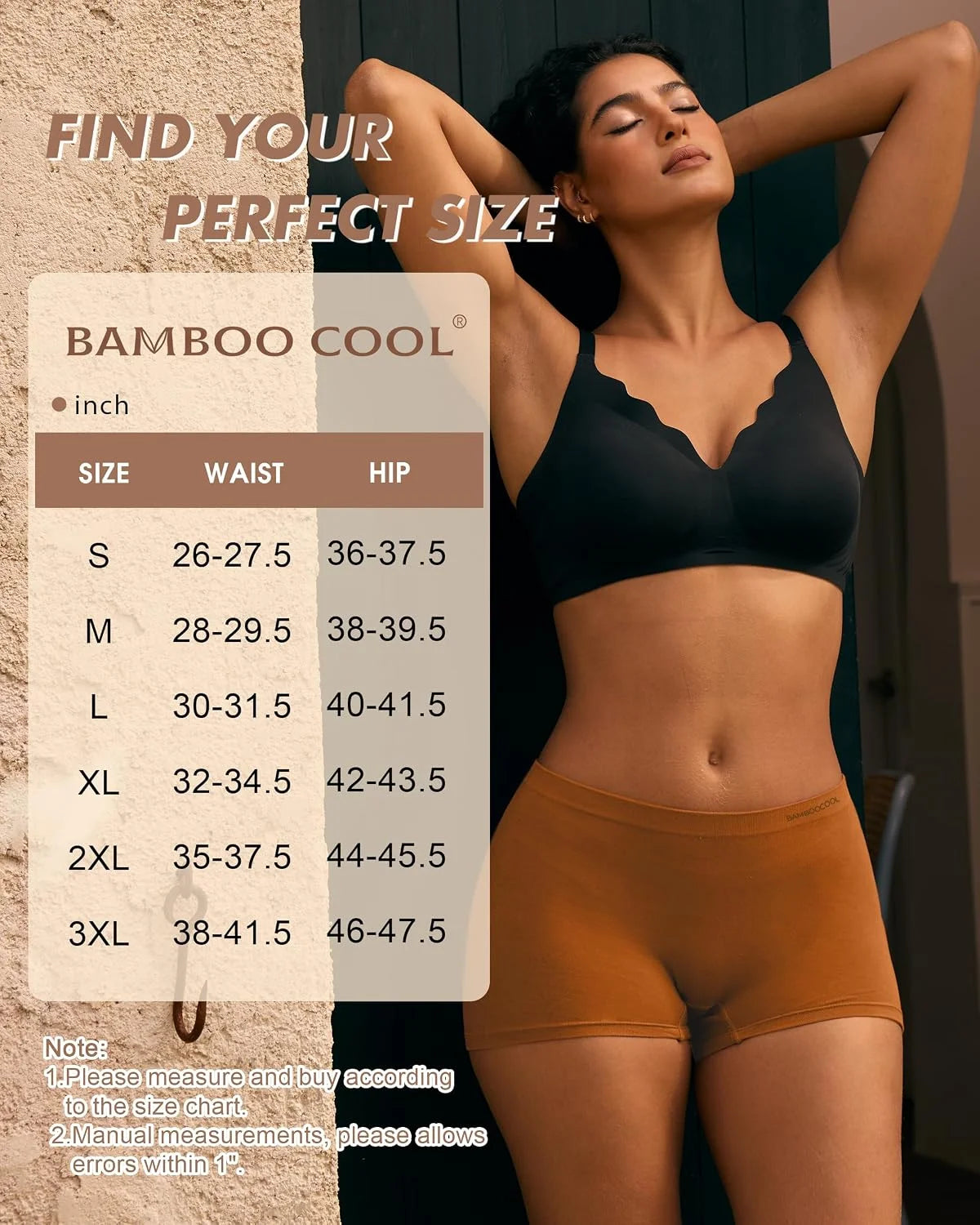 BAMBOO COOL Womens Boyshorts Underwear Mid Rise Boxer Briefs Panties