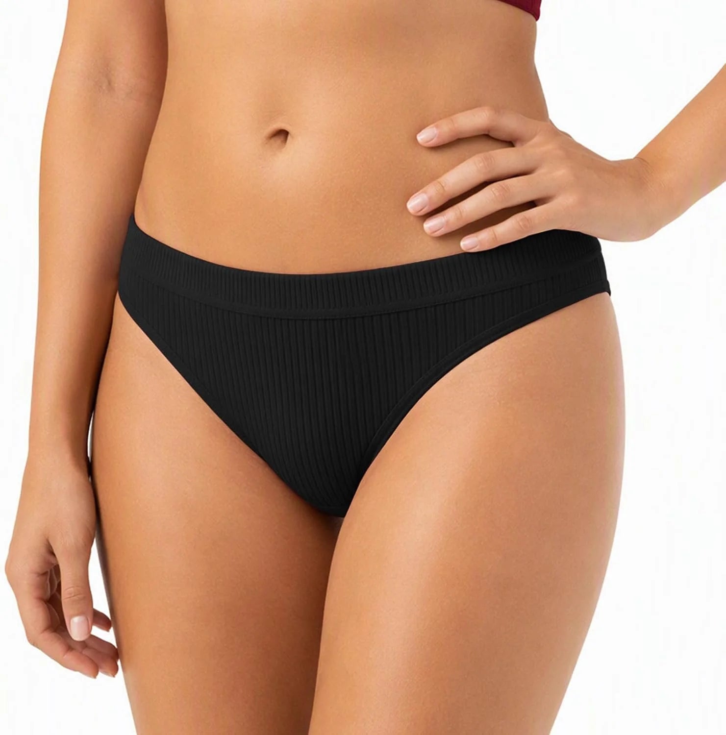 Sexy Low Waist Ribbed Underwear for Women Seamless Sporty Panties
