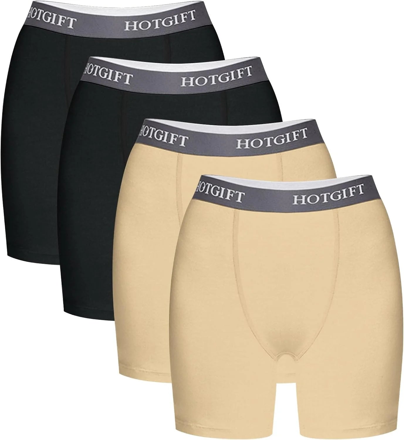 HOTGIFT Women's Boxer Shorts Cotton Boyshorts Underwear 4 Pack