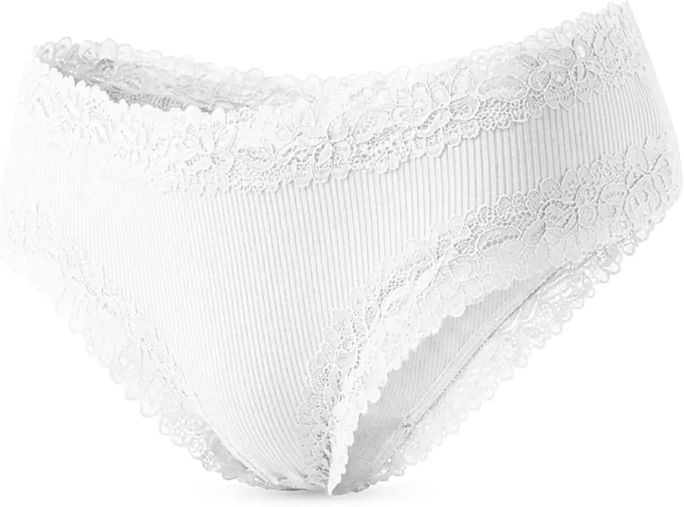 Lace Trim High Waisted Underwear for Women Sexy Ribbed Panties