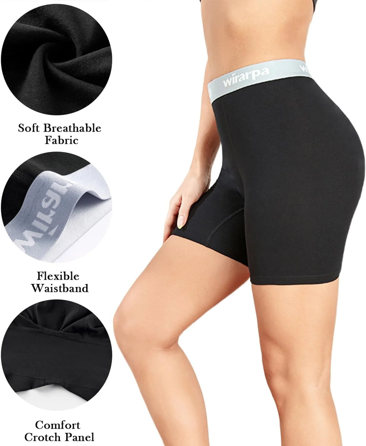 wirarpa Women's Boxer Briefs Cotton Underwear Anti Chafing Boy Shorts Panties 5.5" Inseam 4 Pack
