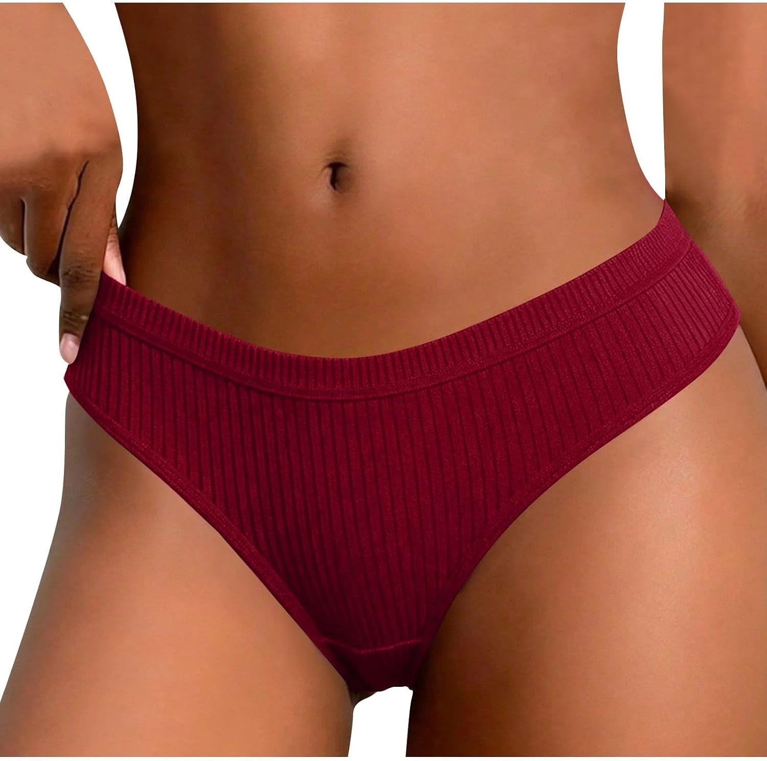 Ribbed Low Waist Bikini Thong for Women Seamless Sexy Underwear