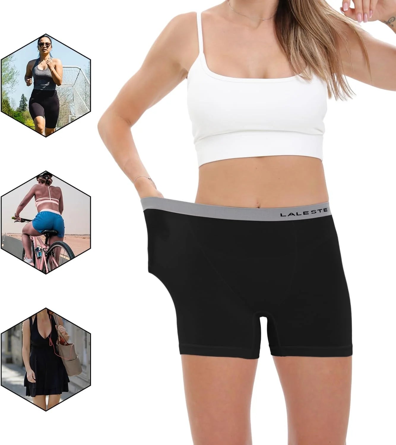 LALESTE Women's Cotton Boxer Briefs, 3-Inch Inseam, Full Coverage, 5 Pack