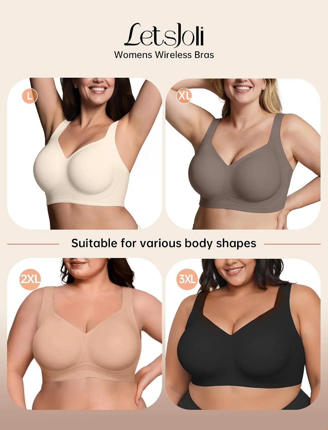 LetsJoli Jelly Bras for Women No Underwire Plus Size Push Up Supportive