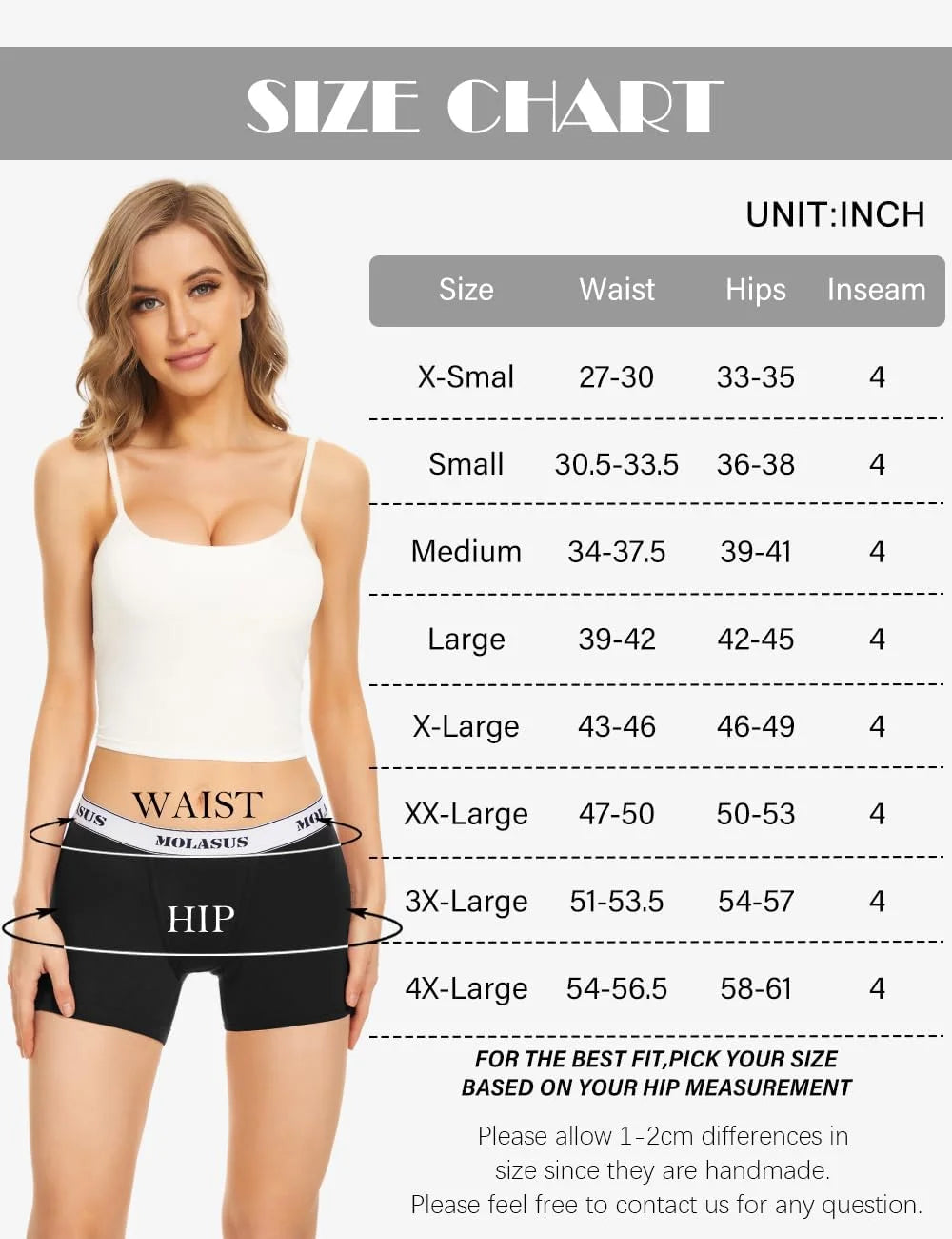 Molasus Womens Cotton Boxer Briefs Boy Shorts Underwear 4Pack