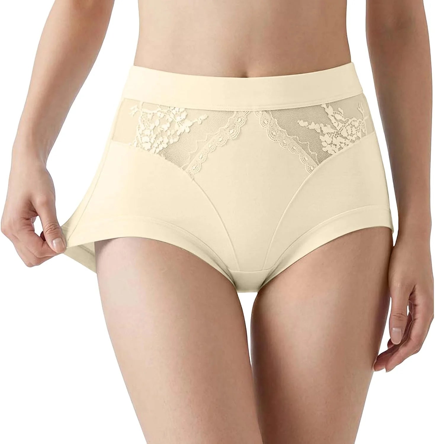 Mid Waist Briefs for Women Lace Patchwork Underwear Briefs