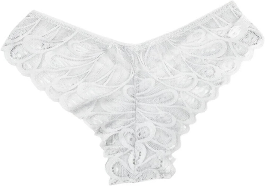 Women's 3-Pack Lace Thongs, Breathable T-Back Panties Comfort See Through G-String Underwear Briefs