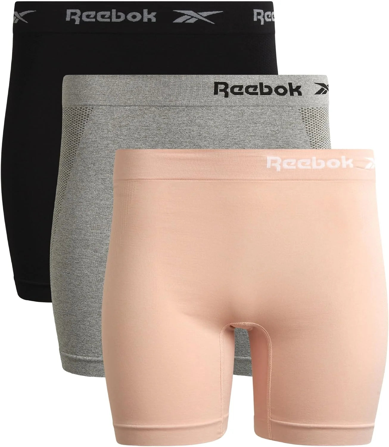 Reebok Womens Boyshorts 3 Pack Long Leg Performance Underwear 6" Inseam