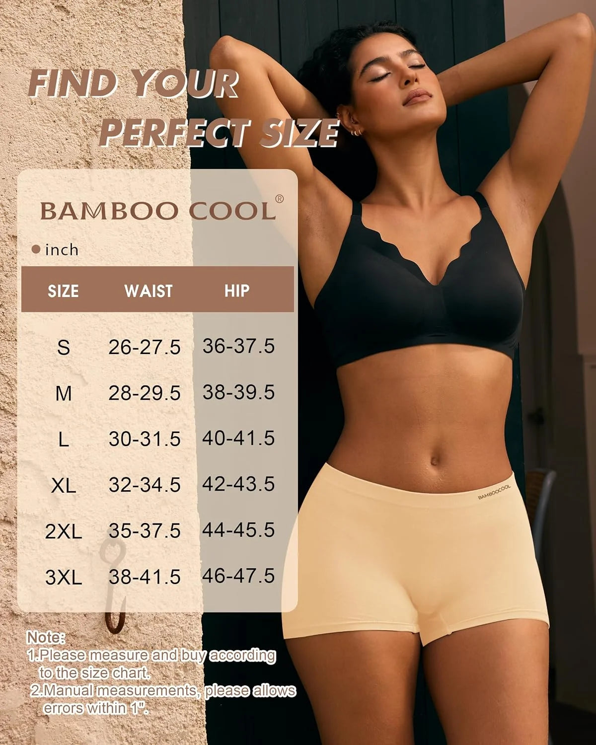 BAMBOO COOL Womens Boyshorts Underwear Mid Rise Boxer Briefs Panties