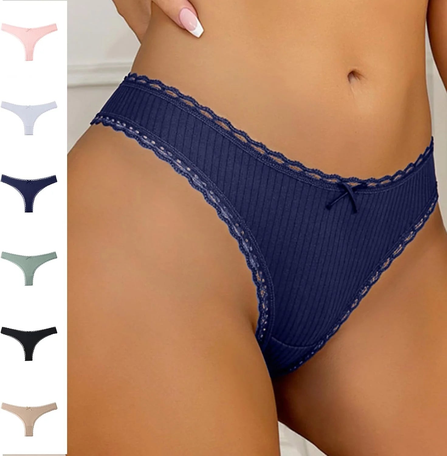 Lace Trim Low Waist Panties for Women Breathable Sexy Underwear