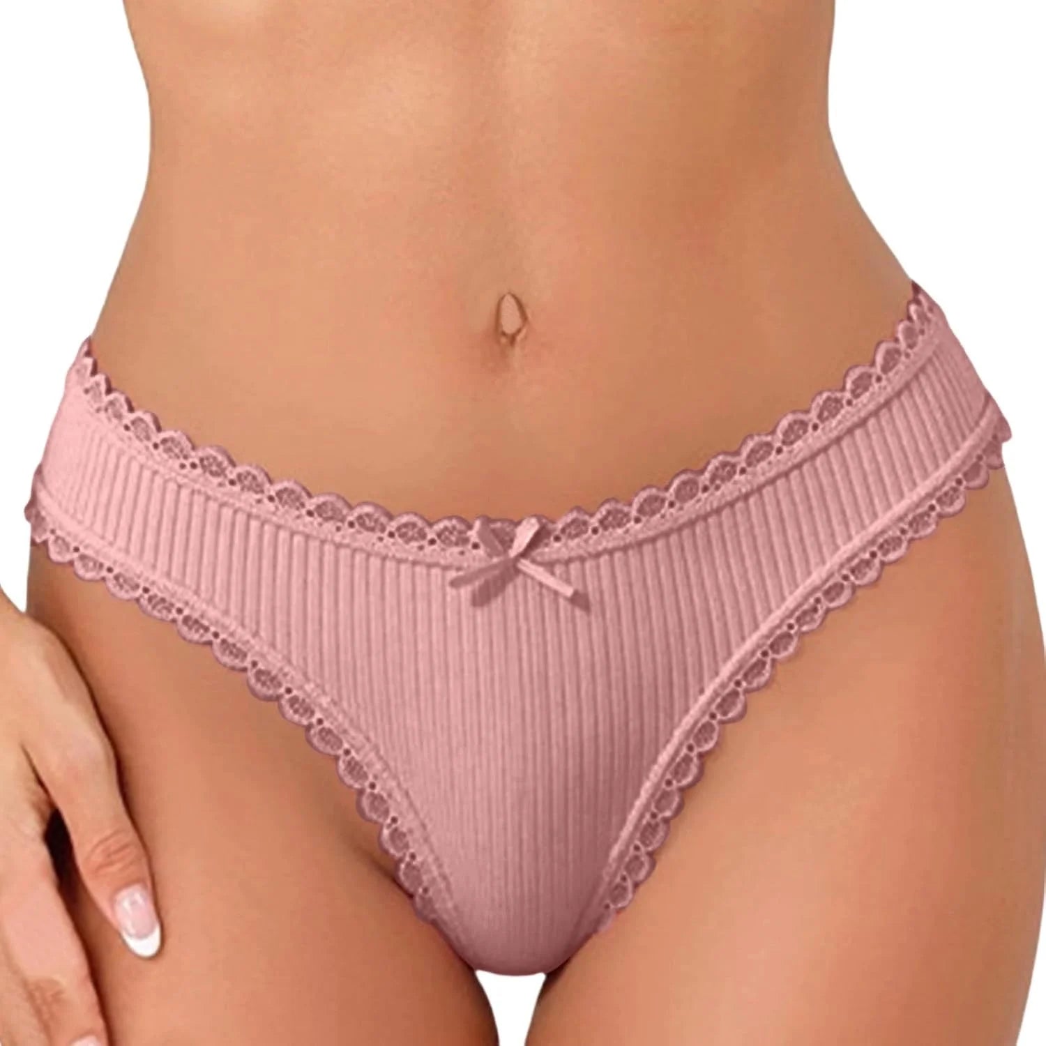Lace Trim Low Waist Panties for Women Breathable Sexy Underwear