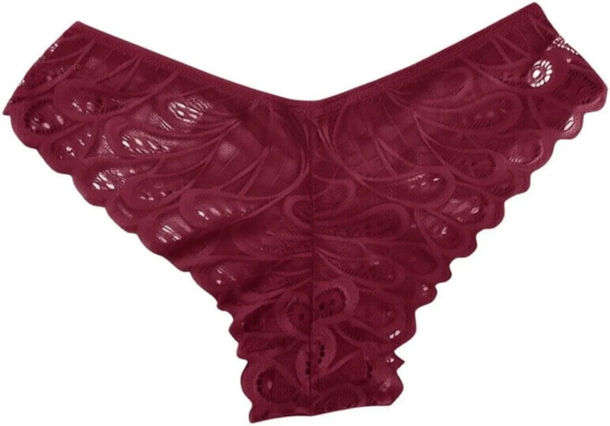 Women's 3-Pack Lace Thongs, Breathable T-Back Panties Comfort See Through G-String Underwear Briefs