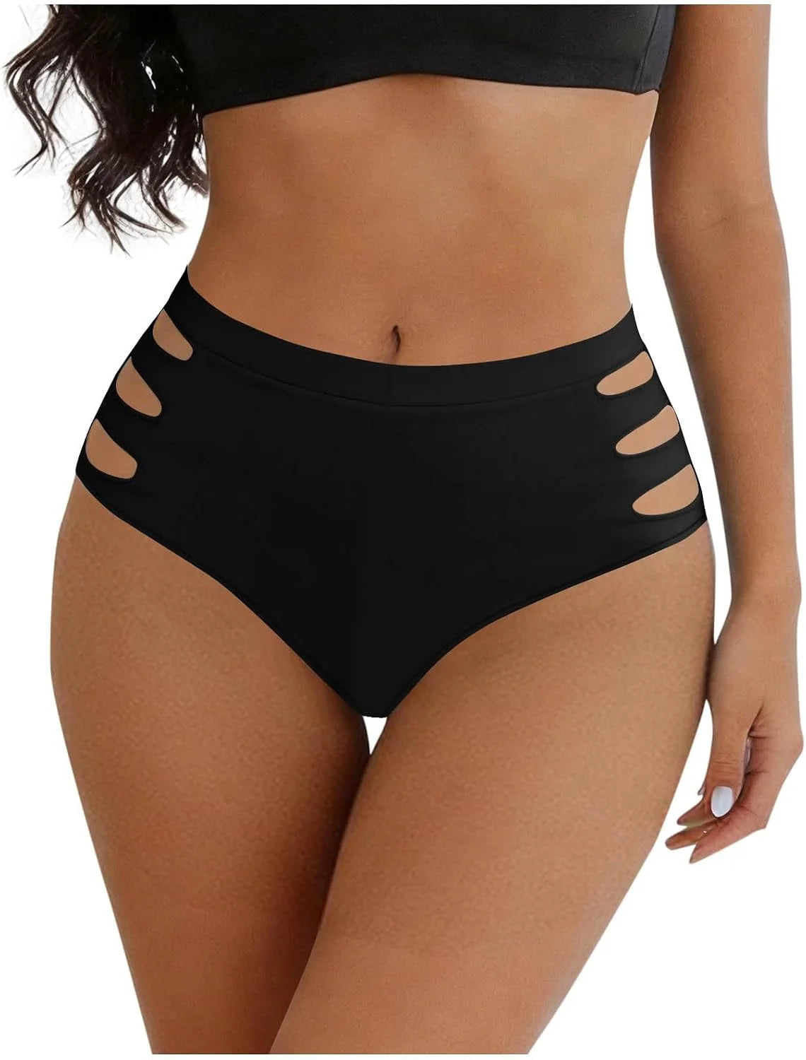 HGps8w Women's Cutout Thongs Panties, Seamless Mid Waist Ladies Breathable Underwear Briefs