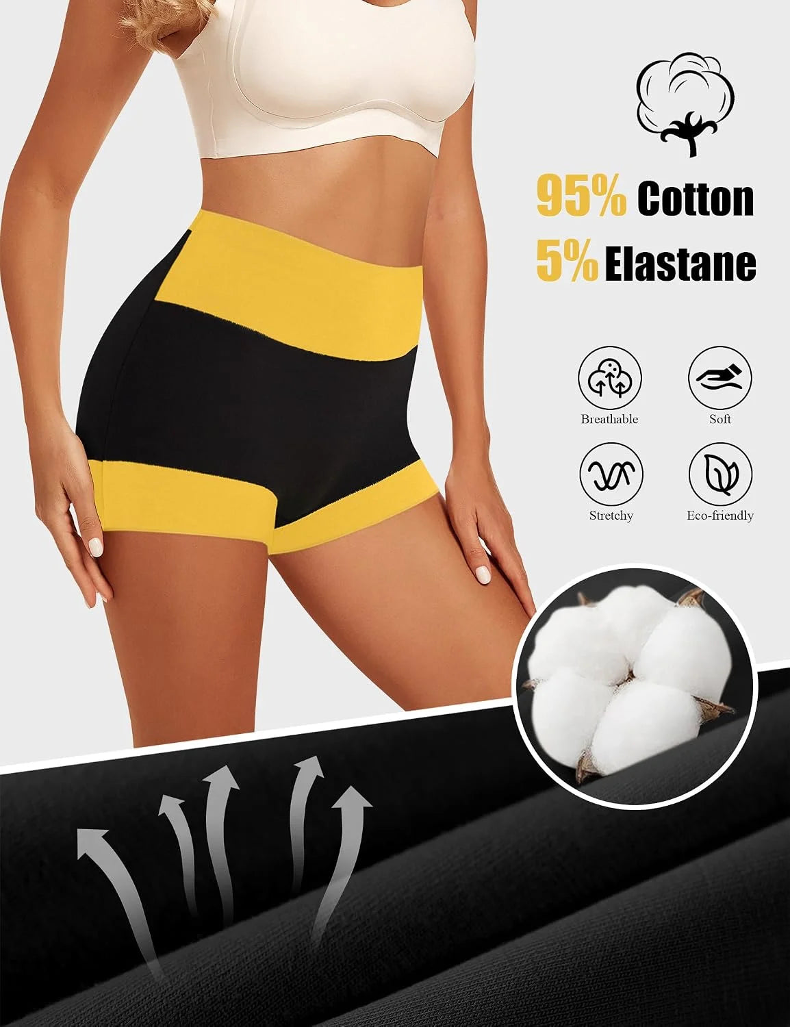 MEIYATING Boy Shorts Underwear for Women High Waisted Cotton Panties 4 Pack