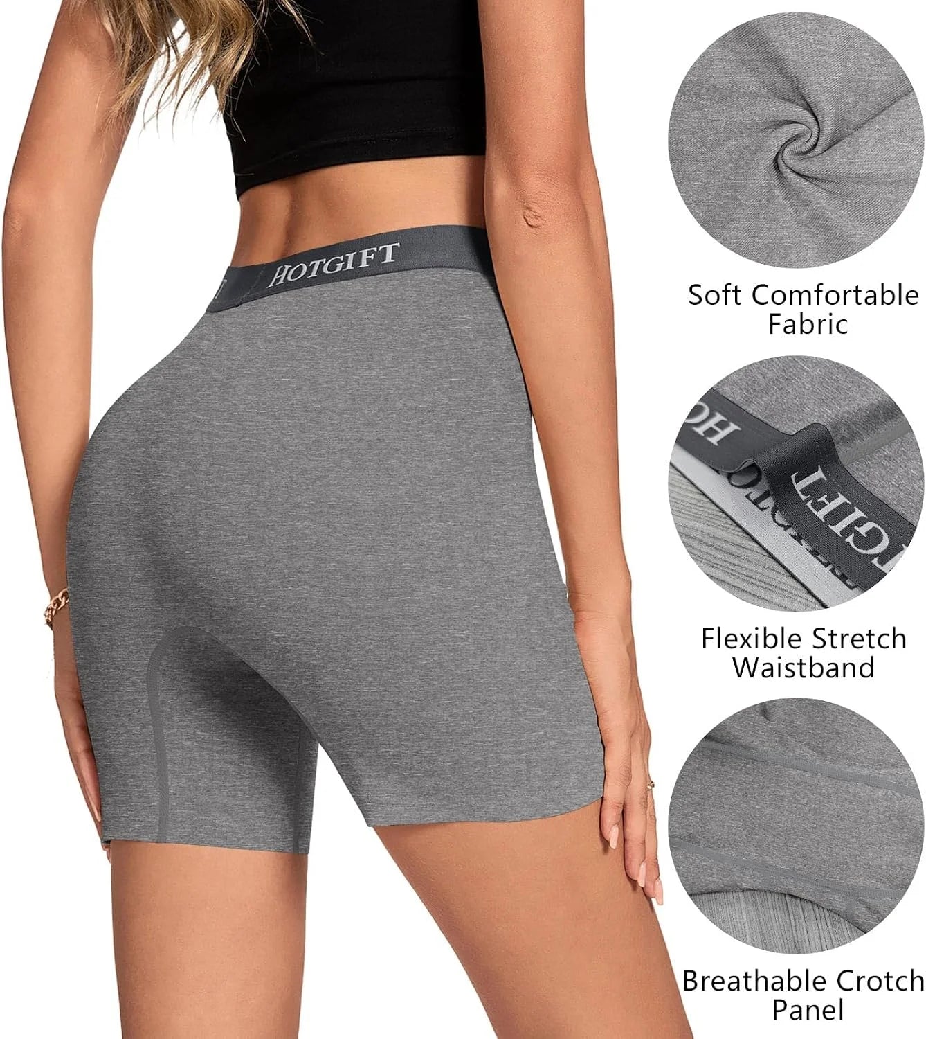 HOTGIFT Women's Boxer Shorts Cotton Boyshorts Underwear 4 Pack